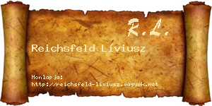 Reichsfeld Líviusz névjegykártya